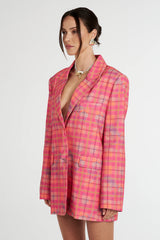 SUMMI SUMMI - OVERSIZED BLAZER - NEON PLAID