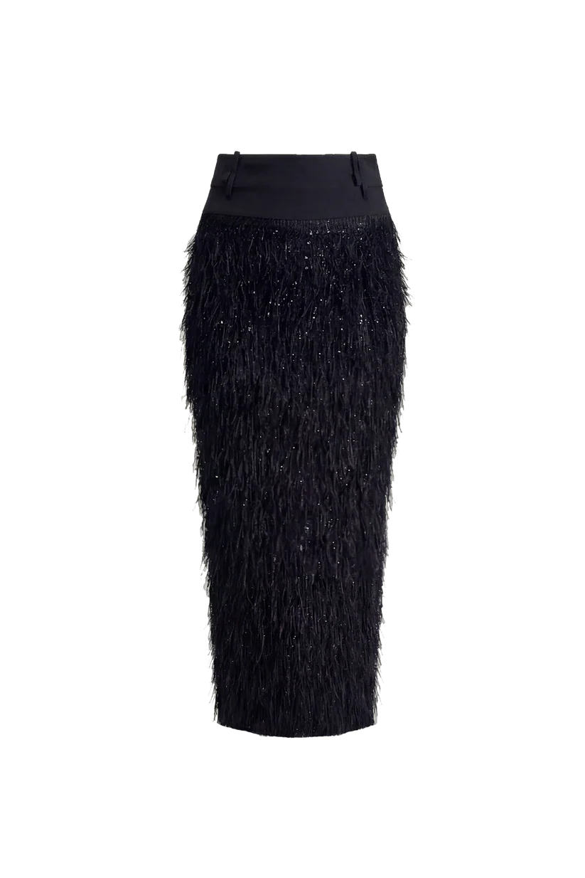 ATOIR - NINA FRINGE SKIRT - BLACK