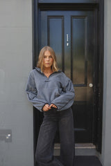 RAEF - RAE QUARTER ZIP POLAR FLEECE JUMPER - DARK GREY