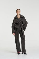 PRE-ORDER - SUMMI SUMMI - STUDDED CROP TRENCH - SHADOW