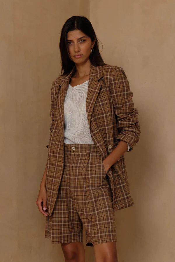 LILYA - ODILLA JACKET - SAND PLAID