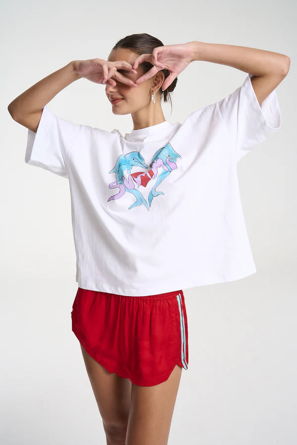 SUMMI SUMMI - I HEART DOLPHINS TEE - WHITE TROPPO