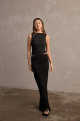 RAEF THE LABEL - CHARLOTTE JERSEY MAXI SKIRT - BLACK