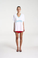 SUMMI SUMMI - SUMMI TEE - WHITE/ AQUA