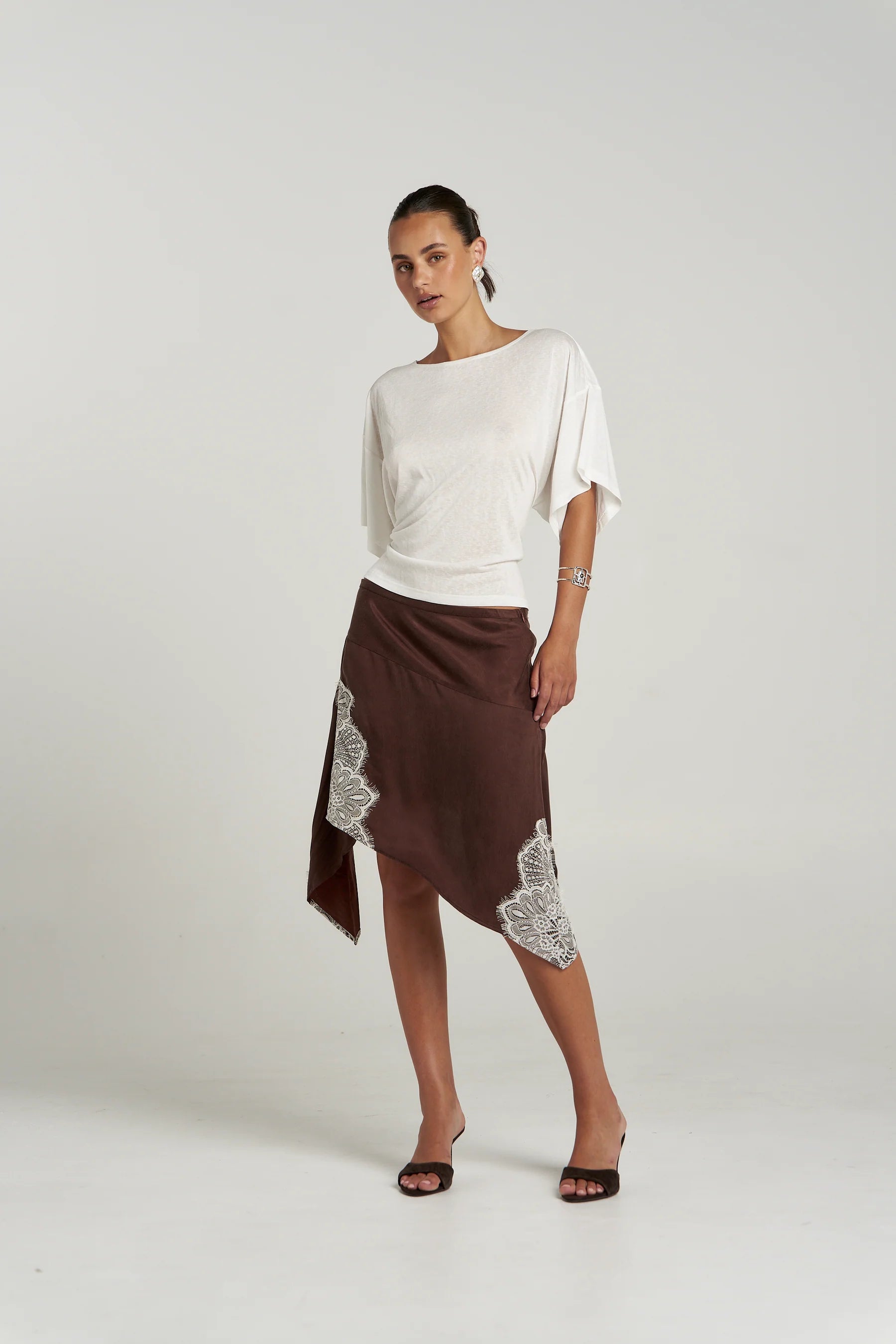 PRE ORDER - SUMMI SUMMI - FLORENCE ASYM SKIRT - ESPRESSO