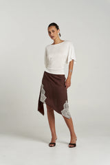 PRE ORDER - SUMMI SUMMI - FLORENCE ASYM SKIRT - ESPRESSO