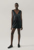 SILK LAUNDRY - MINI RAW EDGE SHIFT DRESS - BLACK